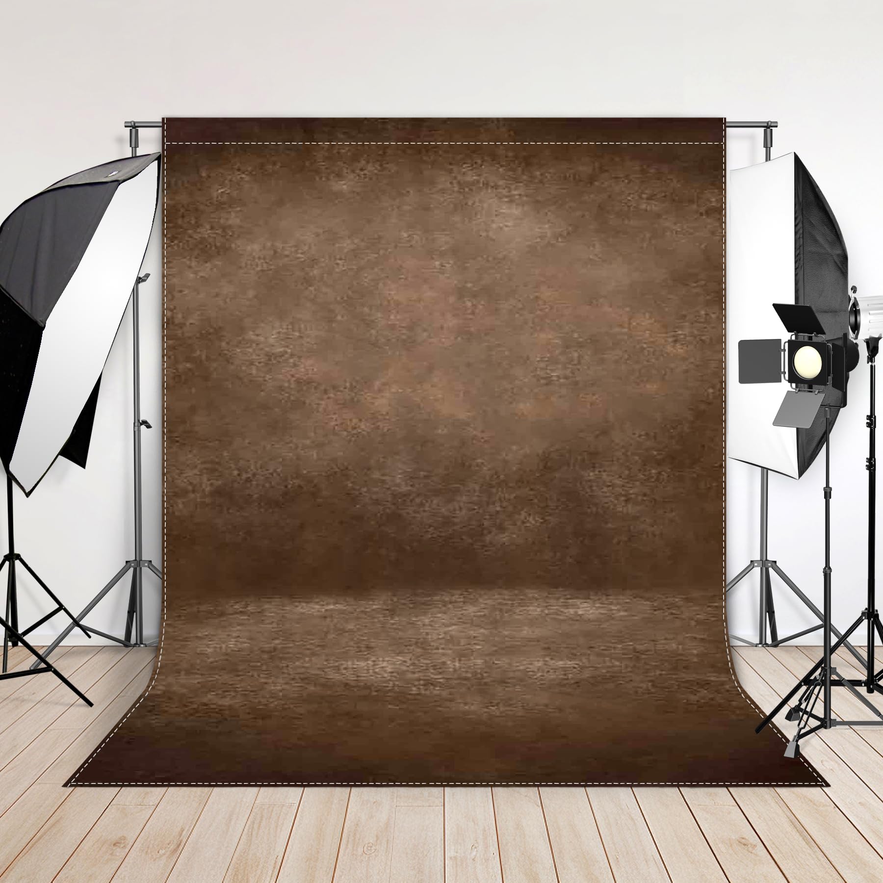 ZTHMOE 5x7ft Fabric Blue Abstract Texture Photography Backdrop (No Stand No Clips) Portrait Photoshoot Background Adult Newborn Child Headshot Photo Studio Props Booth Rod Pocket On Top: 8'x10' Brown