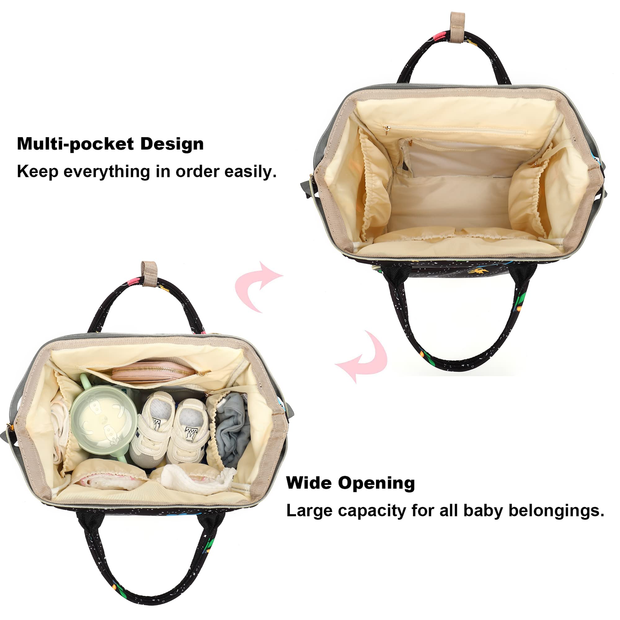 Xunteny Baby Changing Bag Backpack for Moms Girls Boys Women Waterproof Large Maternity Nappy Diaper Bags (Dinosaur) - Image 4