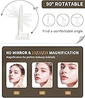 Vista 3 de Espejo de maquillaje iluminado, espejo de tocador regulable con luces, tres modos de iluminación de color y aumento 1X 2X 3X Pavo real B