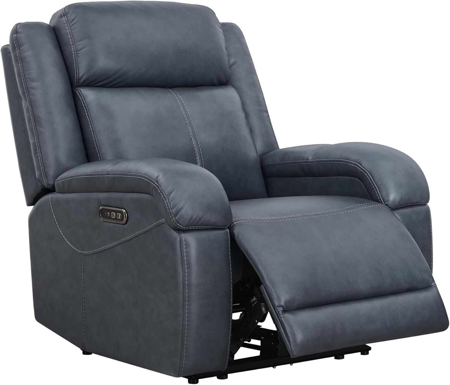 Electric Recliner Sofa Chair for Living Room Wall Hugger RV Recliner Navy with Power Headrest & Charging Ports for Adults Genuine Leather Power Recliner Chairs