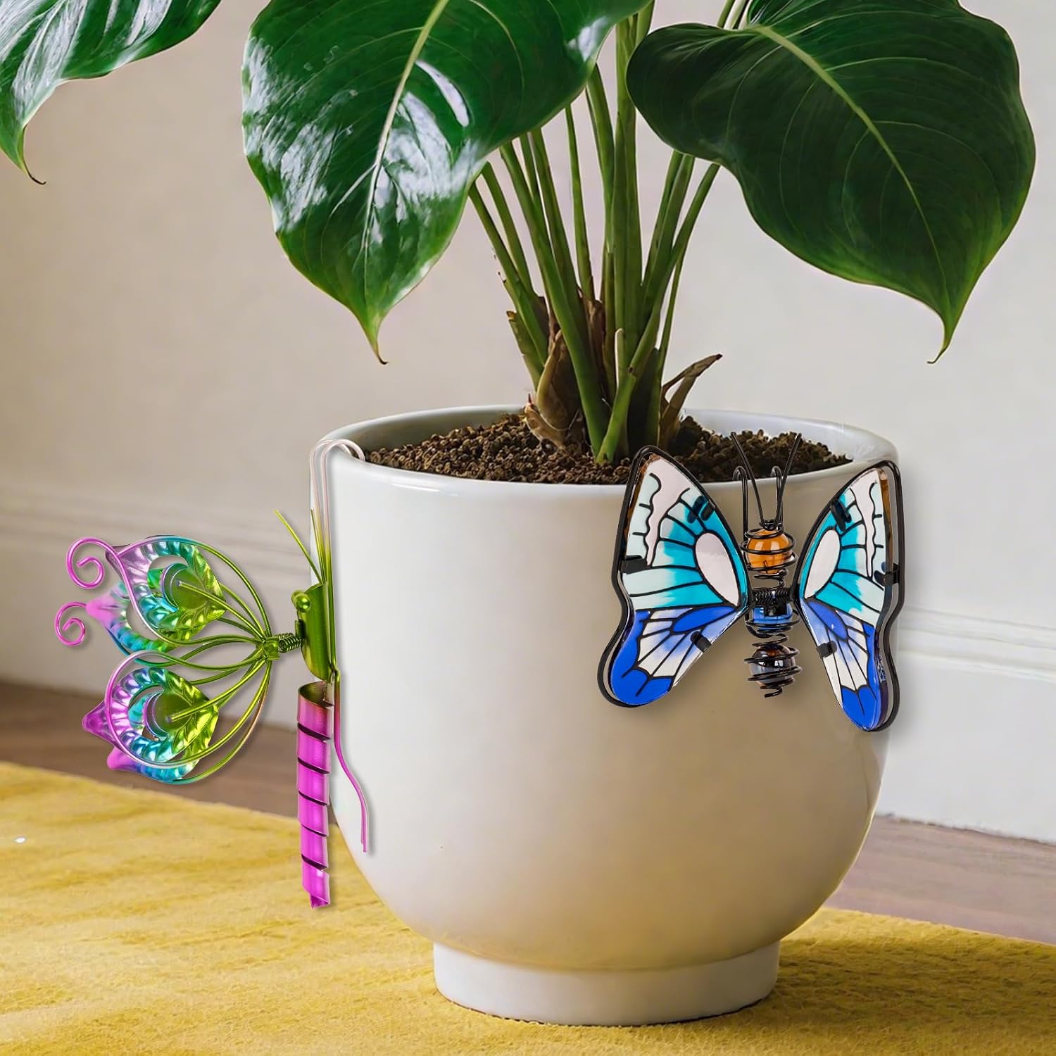 5pcs Flower Pot Decoration Pendant, Plant Pot Flower Pots Outdoor Decor Hangers Potted Decoration Plant Decor Hanger Iron Glass Mini Accessories