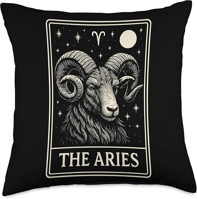 Aries Tarot Card Horoscope Astrology Zodiac Sign Throw Pillow