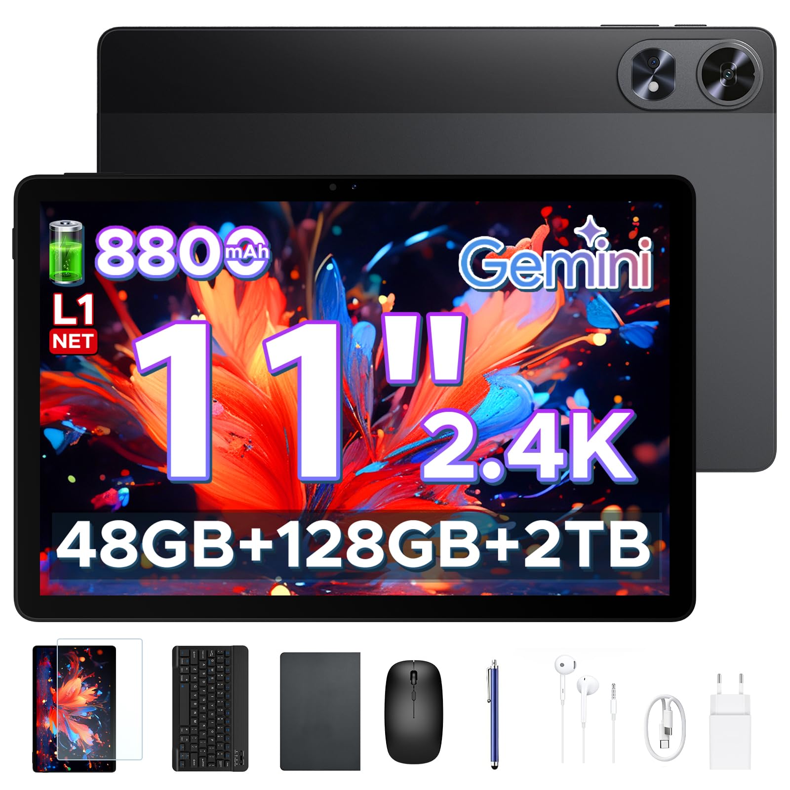 P11 Pro 2.4K Tablet 11 Pollici Android 16,90Hz, 48GB+128GB - Nero