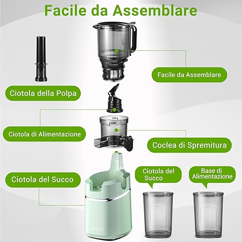 Miniatura 5 de AMZCHEF Máquinas Exprimidoras, Exprimidor de Prensado en Frío de Autoalimentación Extra de 5.3" para Verduras y Frutas Enteras, Máquina Extractora