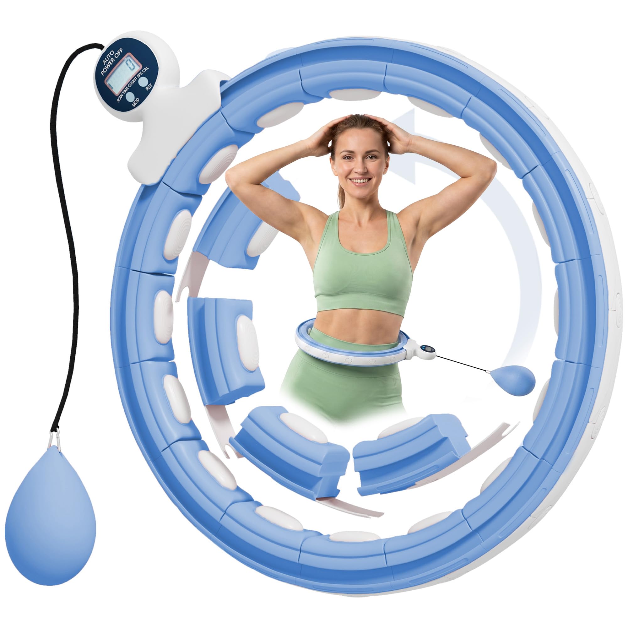 SPORTNOW Smart Hula Hoop dla dorosłych 16 węzłów (76-113cm) Błękitny
