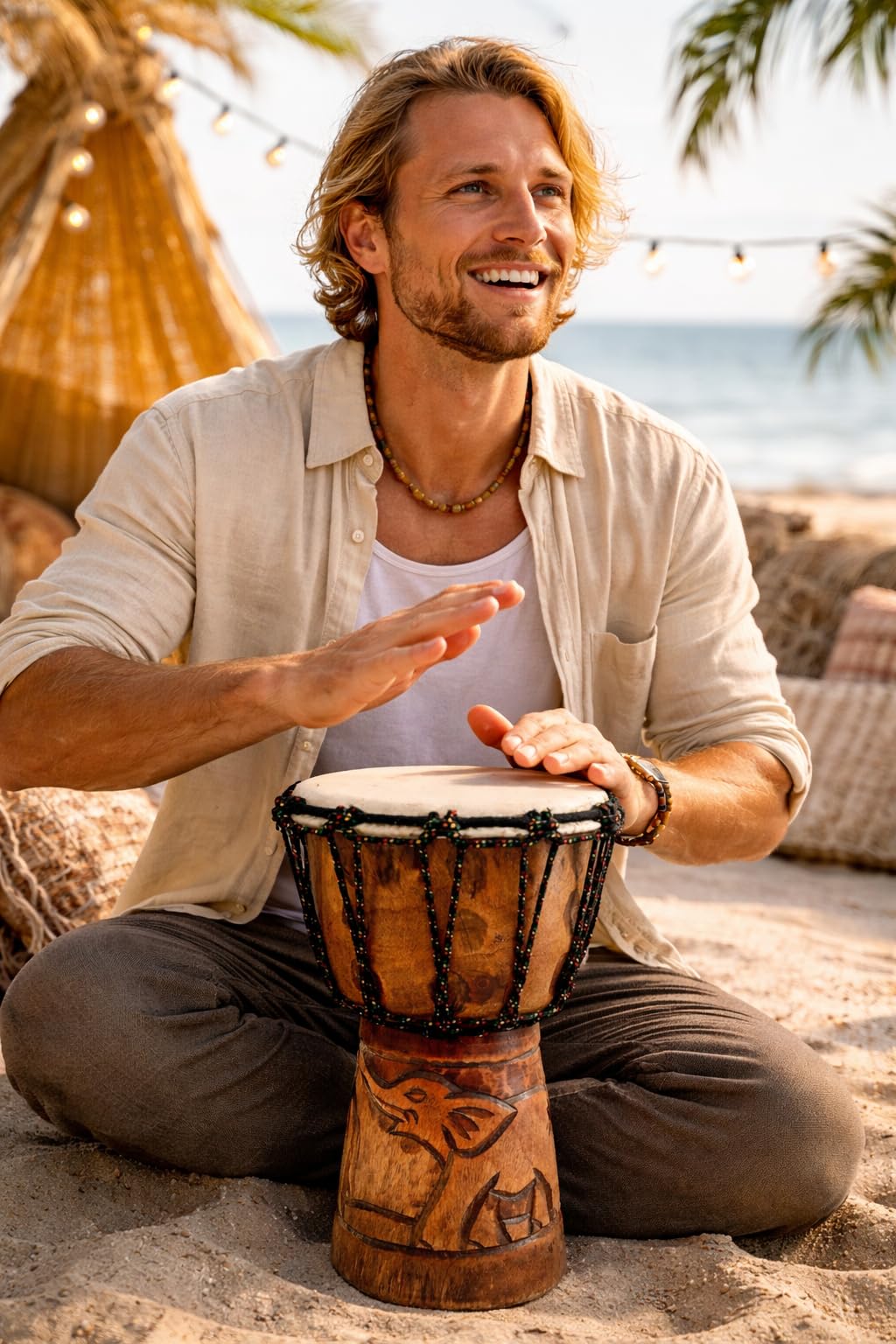 Djembe Drum Solid Wood Deep Carved Bongo Congo African Drum - 12" HIGH MED SIZE - Professional Quality - NOT MADE IN CHINA - JIVE BRAND (Elephant)