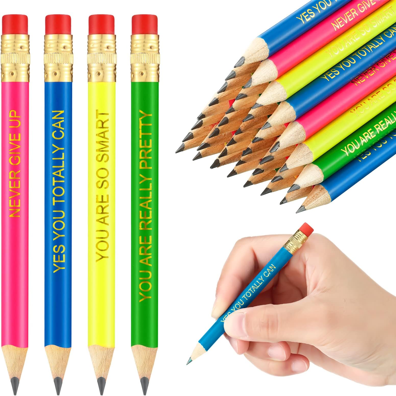 S & E TEACHER'S EDITION 96Pcs Half Pencils with Eraser