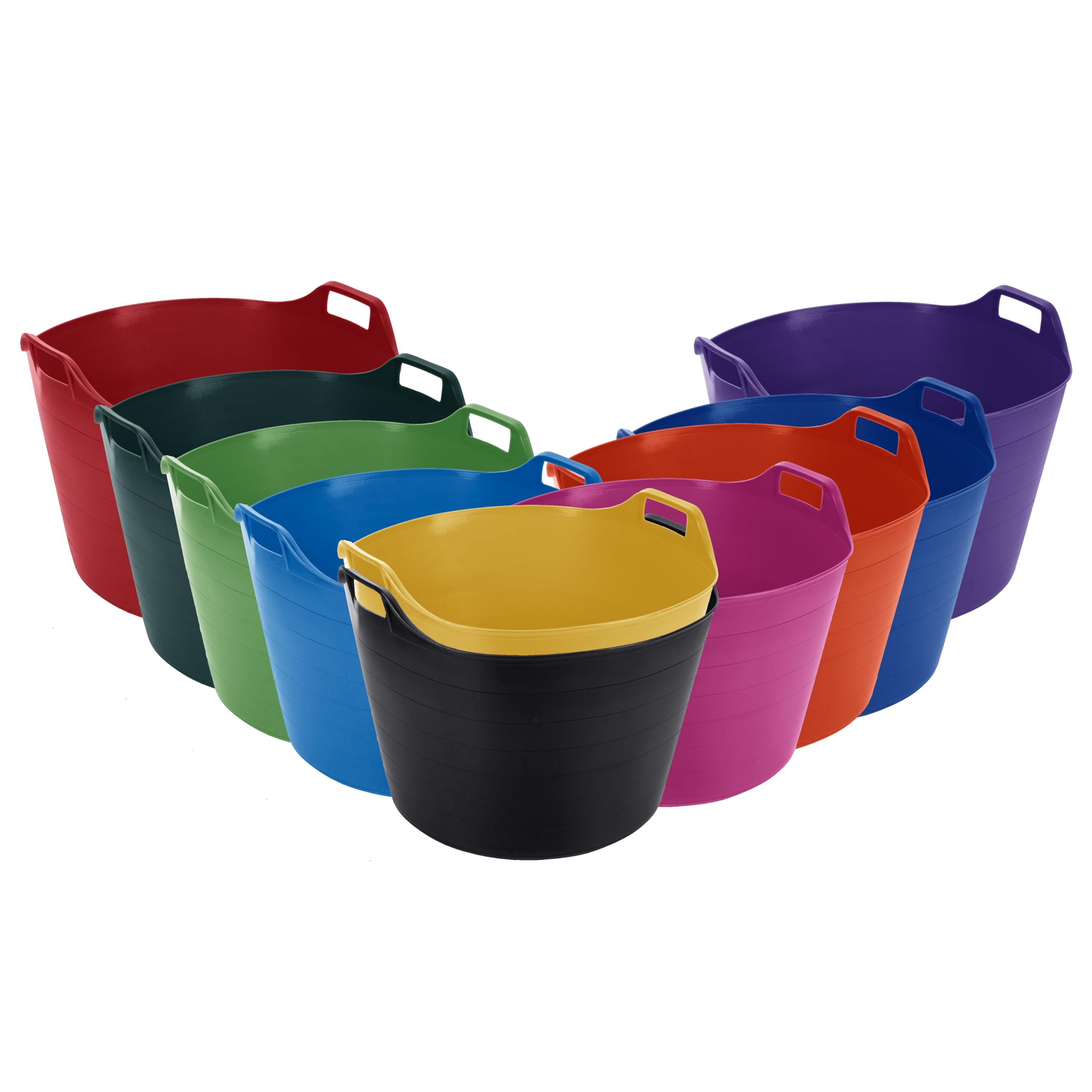 5 x 75L Litre Robust Versatile Multipurpose Extra Large Flexi Tub Garden Home Flexible Plastic Storage Container Bucket Flex Tub- MADE IN UK (Random)