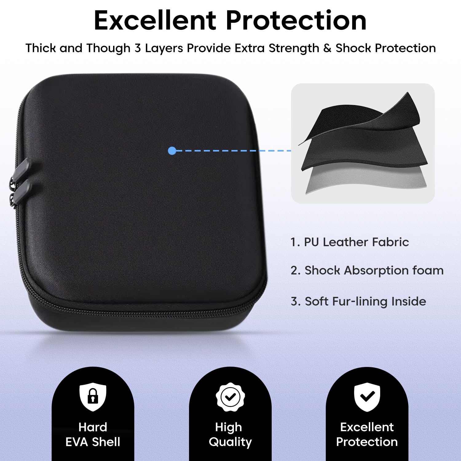 Sounce Hard Shell Nylon Storage Bag for DJI Osmo Mobile 3/4/4 SE – Waterproof & Shockproof Carrying Case with EVA Protection, Secure Elastic Bands &Gimbal Stabilizer & Accessories – Black 4