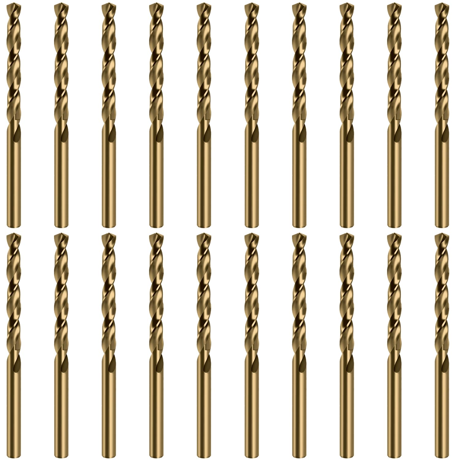 20PCS 3mm Metric M35 Cobalt Steel Extremely Heat Resistant Twist Drill Bit of with Straight Shank to Cut Through Hard Metals Such as Stainless Steel and Cast Iron, 5% Cobalt M35 Grade HSS-CO