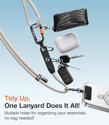 Miniatura 3 de TORRAS Cordón para teléfono con trabillas para colgar, correa ajustable antirrobo para iPhone 17 Pro Max, agradable al tacto, 2 pestañas, cordón