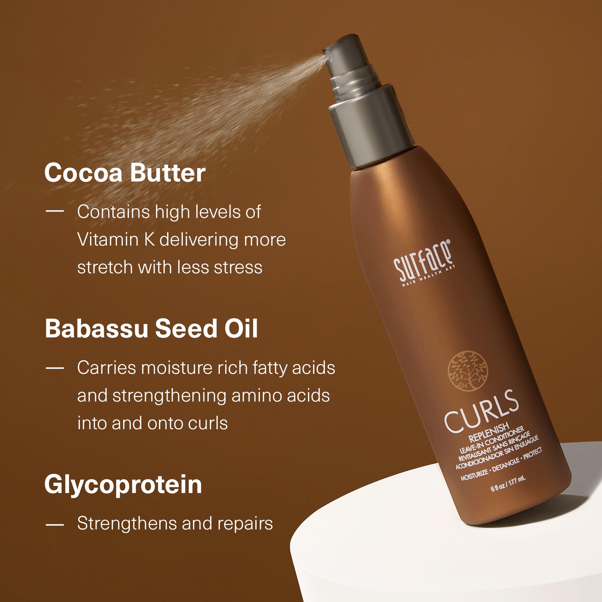 SURFACE Hair Curls Replenish Leave In Conditioner - Sulfate Free and Paraben Free Natural Hair Moisture 6oz