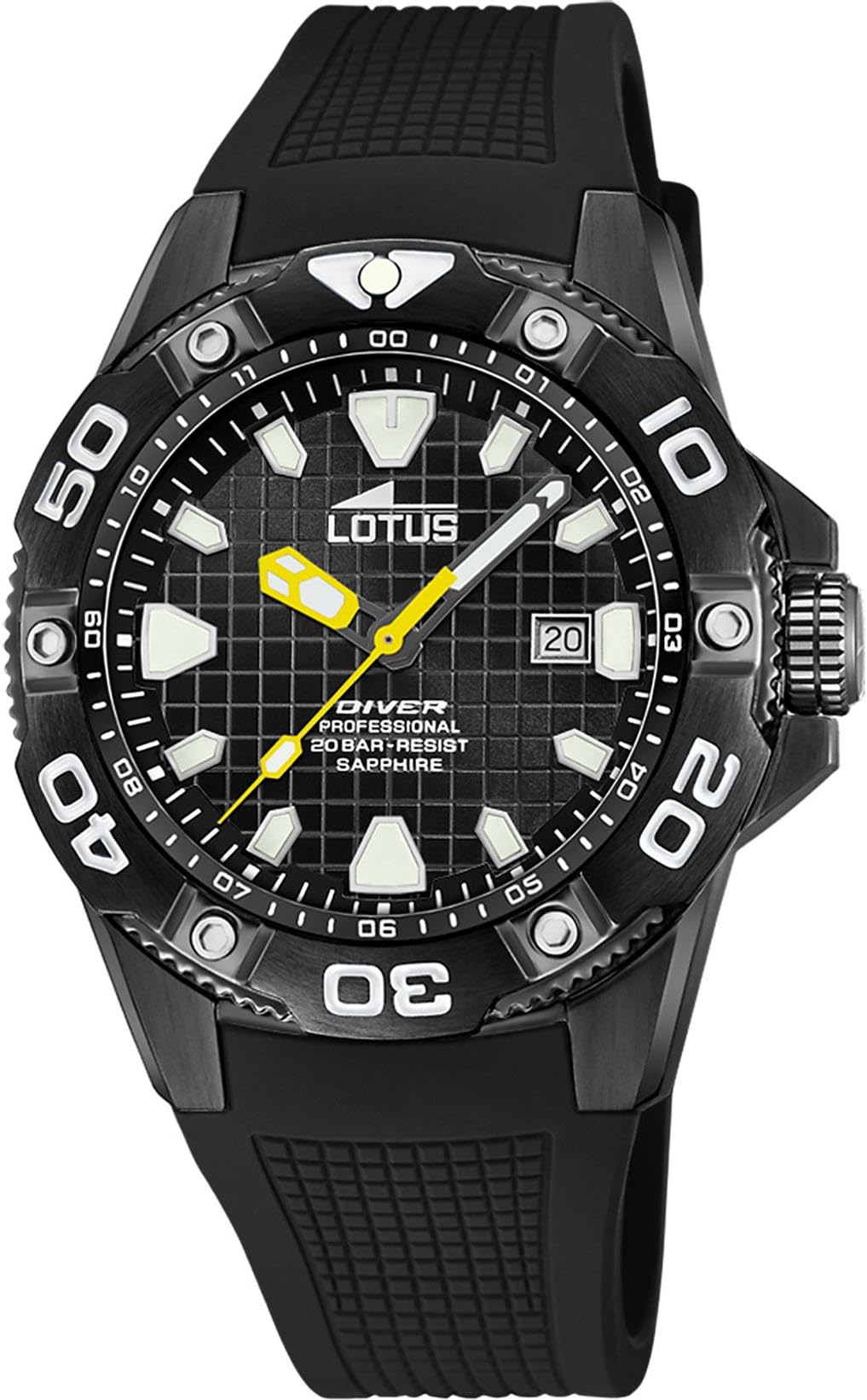 LOTUS Reloj Hombre Analógico de Caucho Negro