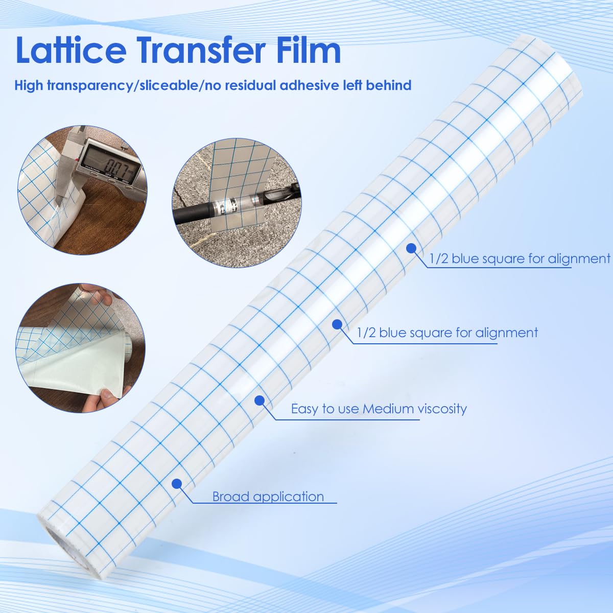 TMBMLPP Transferfolie plotter voor vinyl, 30,5 cm x 500 cm transferfolie plotter, transferfolie rol met rooster, Cricut transferfolie voor plotterfolie, bordstickers, autostickers TMBMLPP Transferfolie plotter voor vinyl, 30,5 cm x 500 cm transferfolie plotter, transferfolie rol met rooster, Cricut transferfolie voor plotterfolie, bordstickers, autostickers