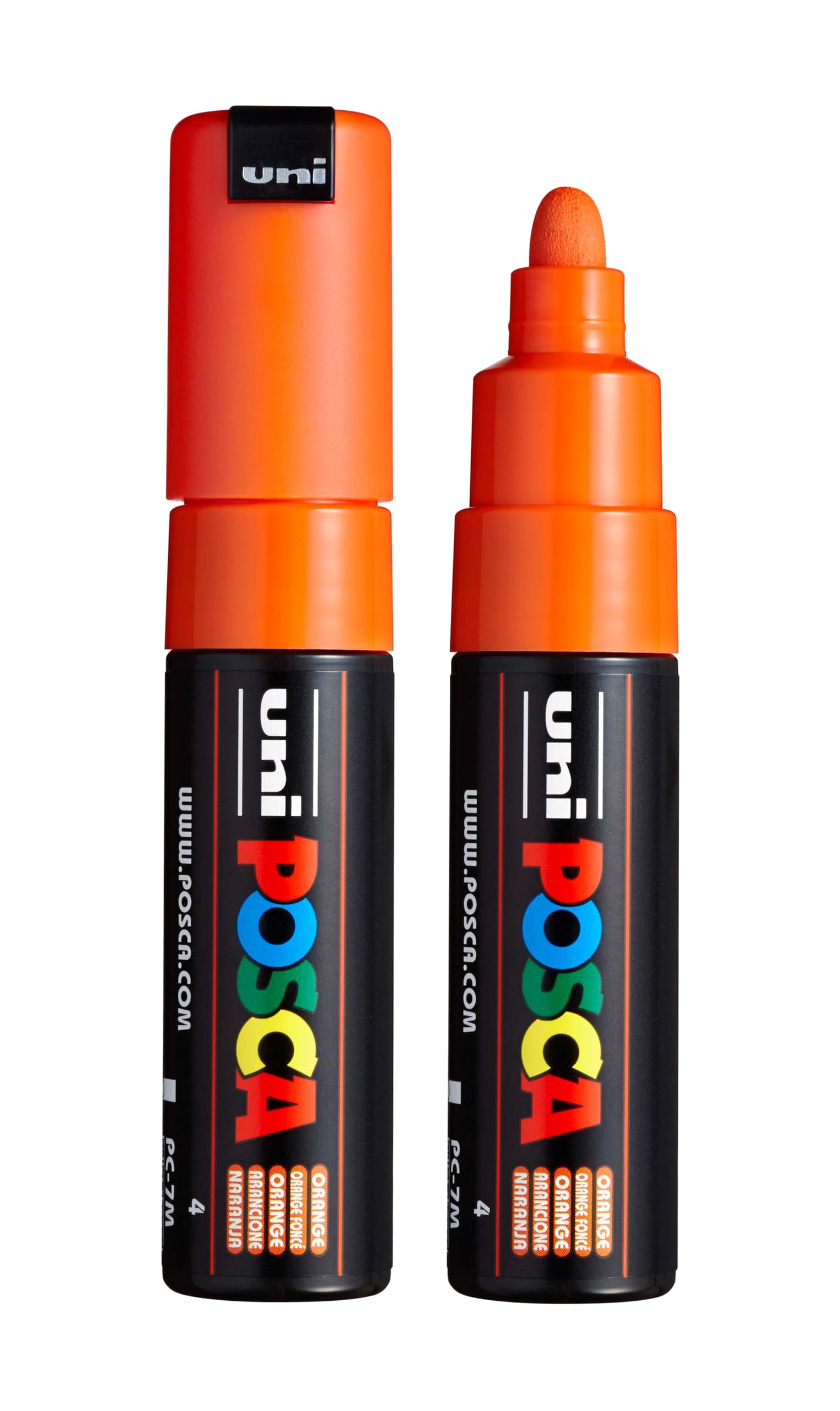 uni PC-7M Water-Based Paint Markers, Broad Tip (4.5-5.5mm), Orange, 2 Count