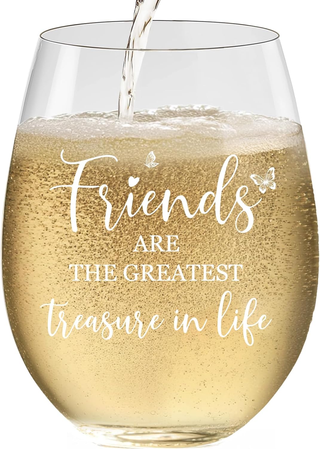 Birthday Gifts for Women Friendship – Wine Glasses – Friends are The Greatest Treasure in Life – Scratch-Resistant Wine Glass, Best Friend Birthday Gifts for Women and Men