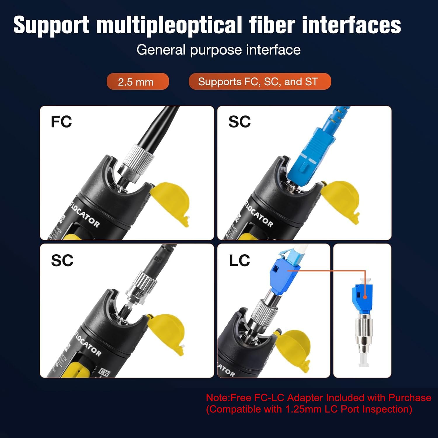 Visual Fault Locator,100-120KM Fiber Optic Cable Tester Meter VFL Red Light Pen Light Source Testers
