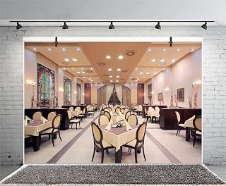 Leyiyi 12x10ft Photography Background Michelin Star Restaurant Backdrop French Resturant Dininghall Wedding Party Engagement Ceremony Windows Eropean Travel Honeymoon Photo Portrait Vinyl Studio Prop