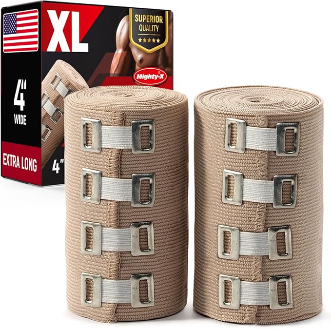 Mighty-X Premium Elastic Bandage Wrap 2-Pack 4in x 9ft