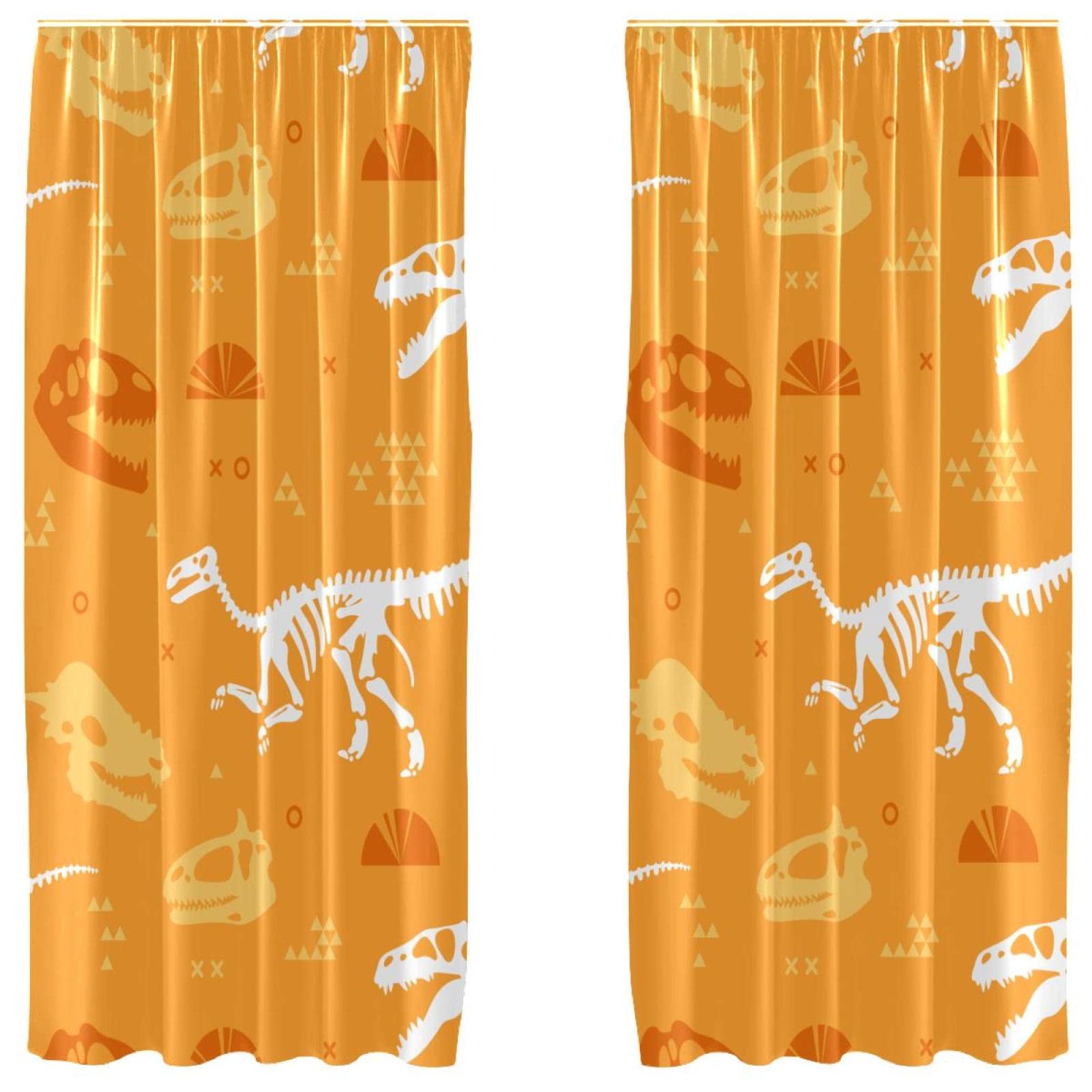 Cortinas de ventana con estampado de dinosaurios, juego de 2 paneles ligeros