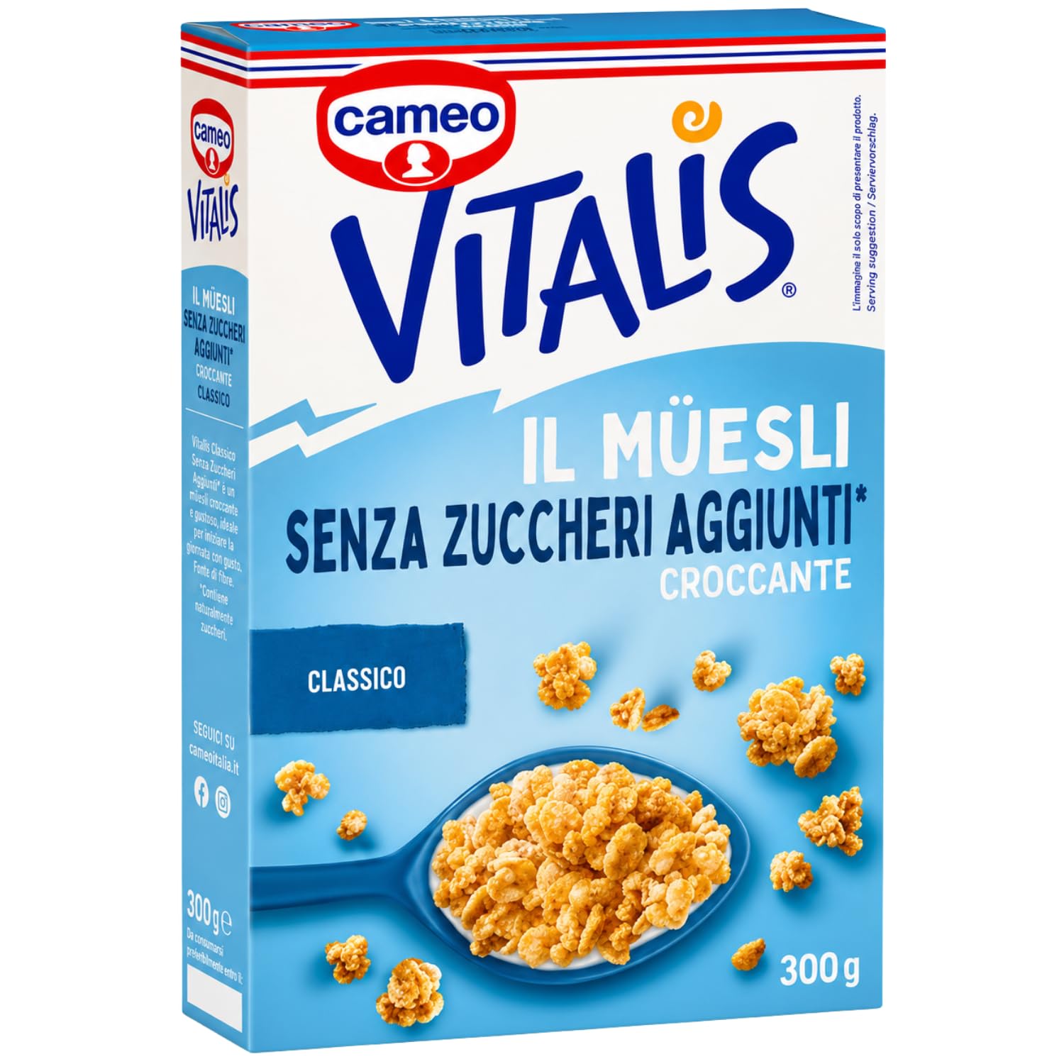 Cameo Vitalis Il Müesli Croccante Senza Zuccheri Aggiunti 300 g, Cereali con Fiocchi Integrali d'Avena, Ricco di Fibre, Fonte di Magnesio, Confezione Multipla 4/8/12 Pezzi (12 PEZZI)
