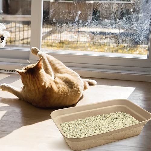 Miniatura 6 de Paquete de 8 cajas de arena desechables para gatos, bandeja de arena portátil de papel para gatos, caja de arena reciclada para gatos, para conejos,