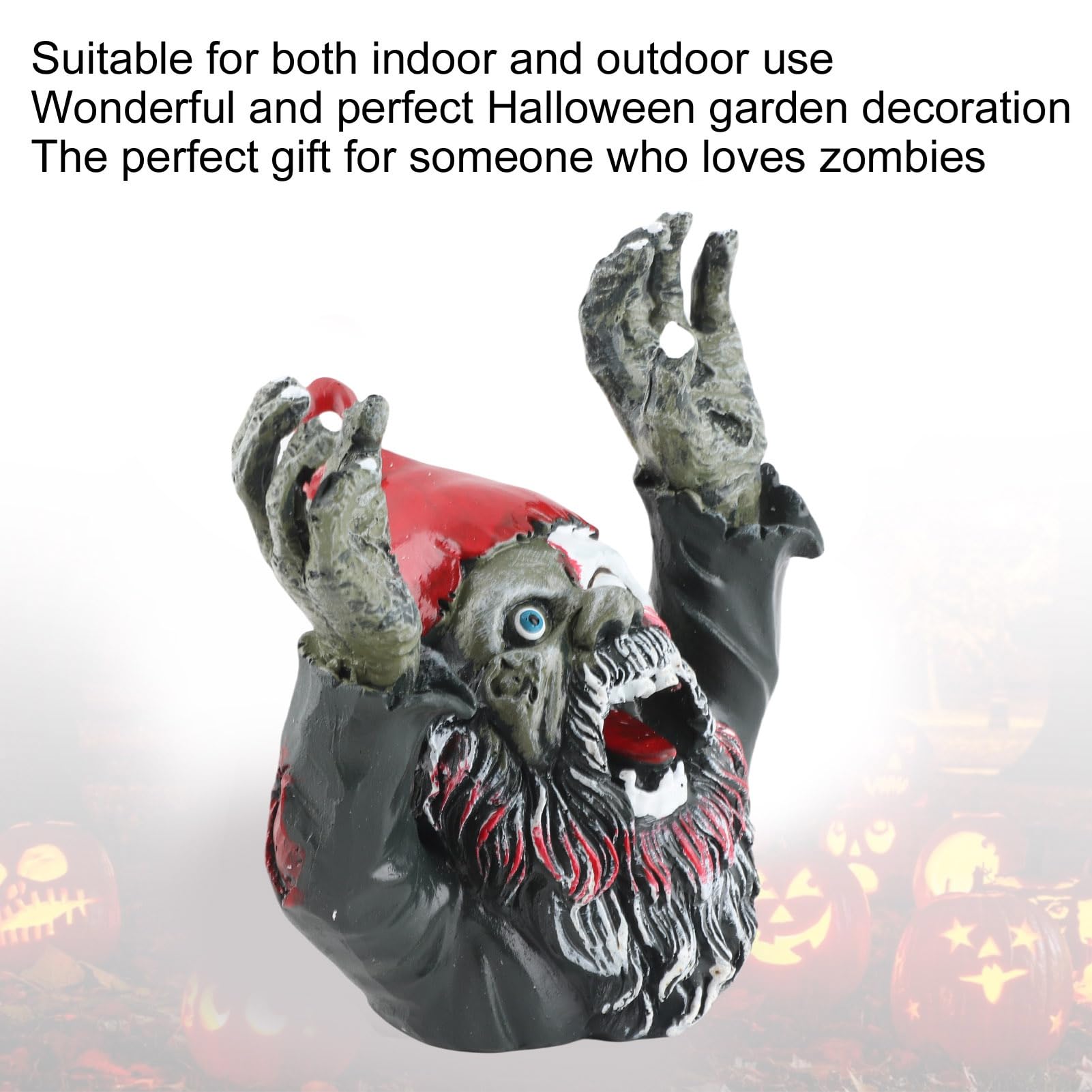 Zombie-Zwerg Gartenstatue Aus Kunstharz – Gruselige Halloween-Deko, Ca. 10,5 X 10,5 Cm, Für Drinnen & Draußen