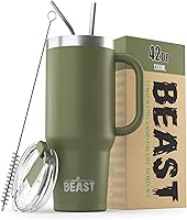 Vista 1 de Beast 42 oz Tumbler with Handle Stainless Steel Vacuum Insulated Coffee Ice Cup Double Wall Travel Flask (Army Green)