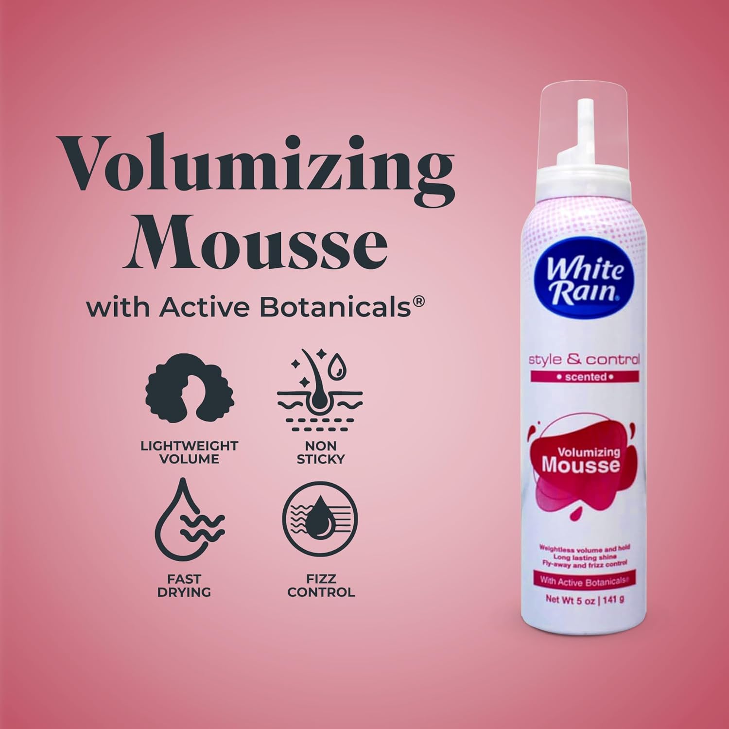 White Rain Volumizing Mousse for Hair Volume - 12 Pack 5 oz Each, Lightweight Styling Volume Hair Mousse for Women, Frizz Control & Root Lift, Fresh Scent