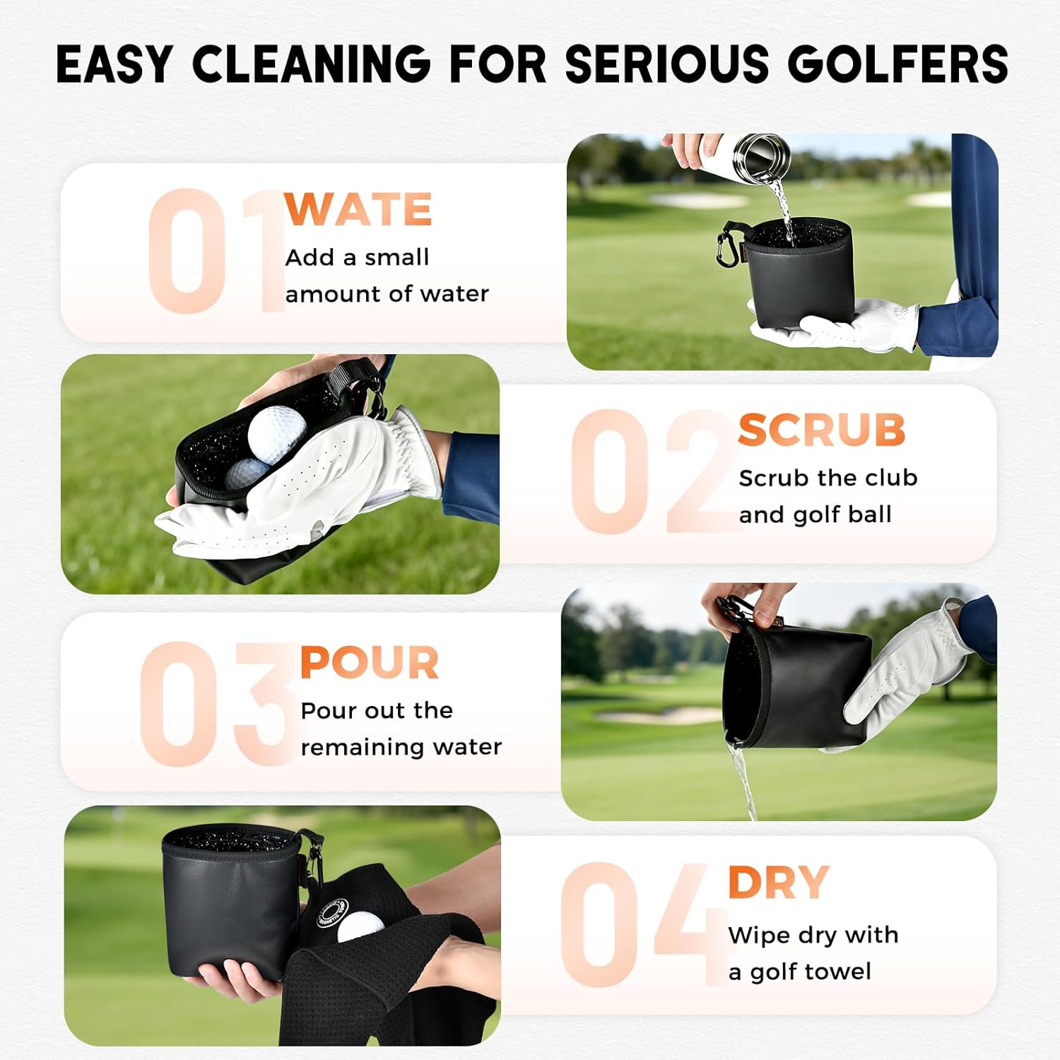 Tecoom Magnetic Golf Towel-Black, Premium Ultra Absorbent Waffle Microfiber, Golf Club and Ball Cleaning Bag with Three-Layer Waterproof Fabric Technology