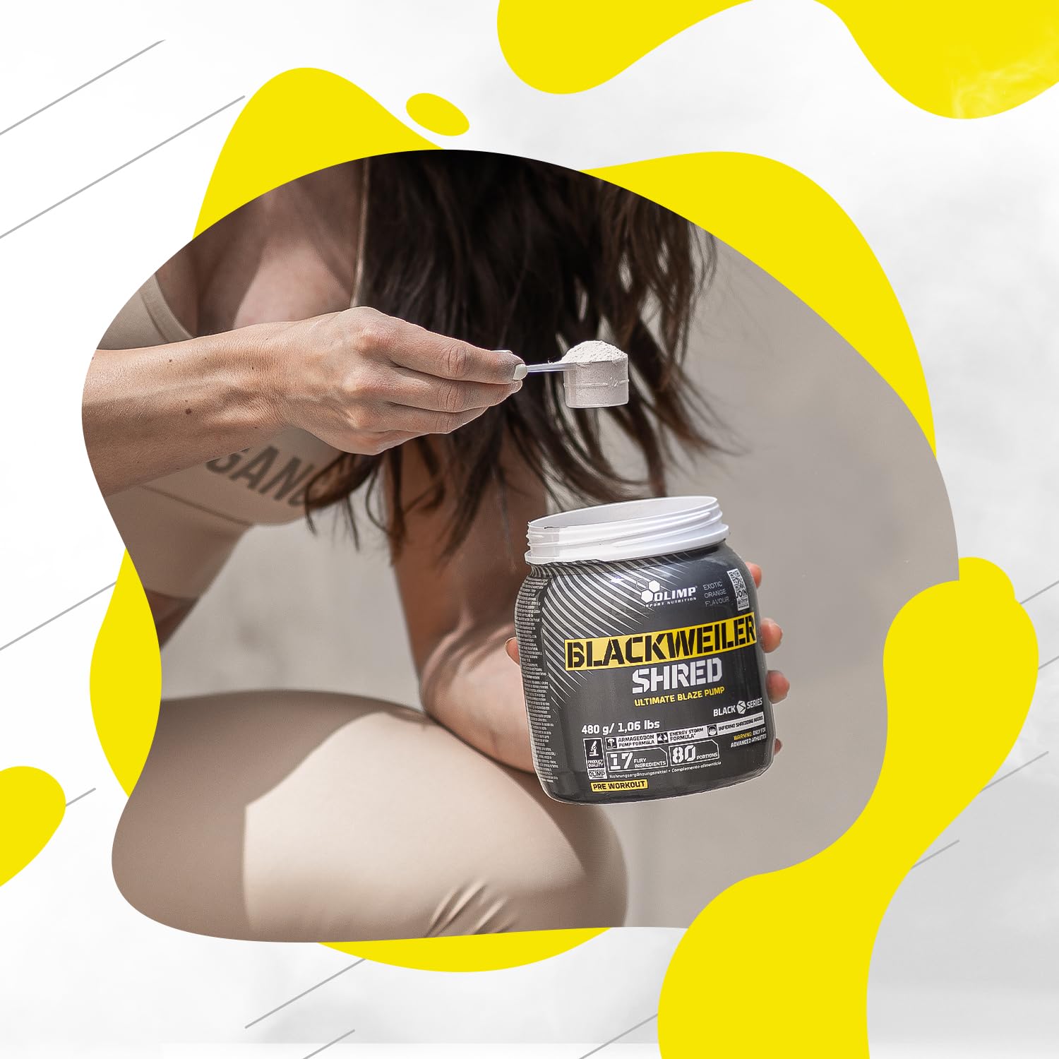 Olimp Sport Nutrition Sport Nutrition Blackweiler Shred, Exotic Orange, 480 g, Pre Workout Booster und Fettverbrenner, L-Arginin und Beta-Alanin
