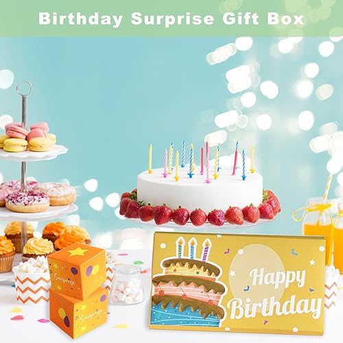 Miniatura 5 de Tarjeta de cumpleaños desplegable 2024 con confeti, caja de regalo sorpresa de feliz cumpleaños, explosión para dinero, tarjetas explosivas, caja