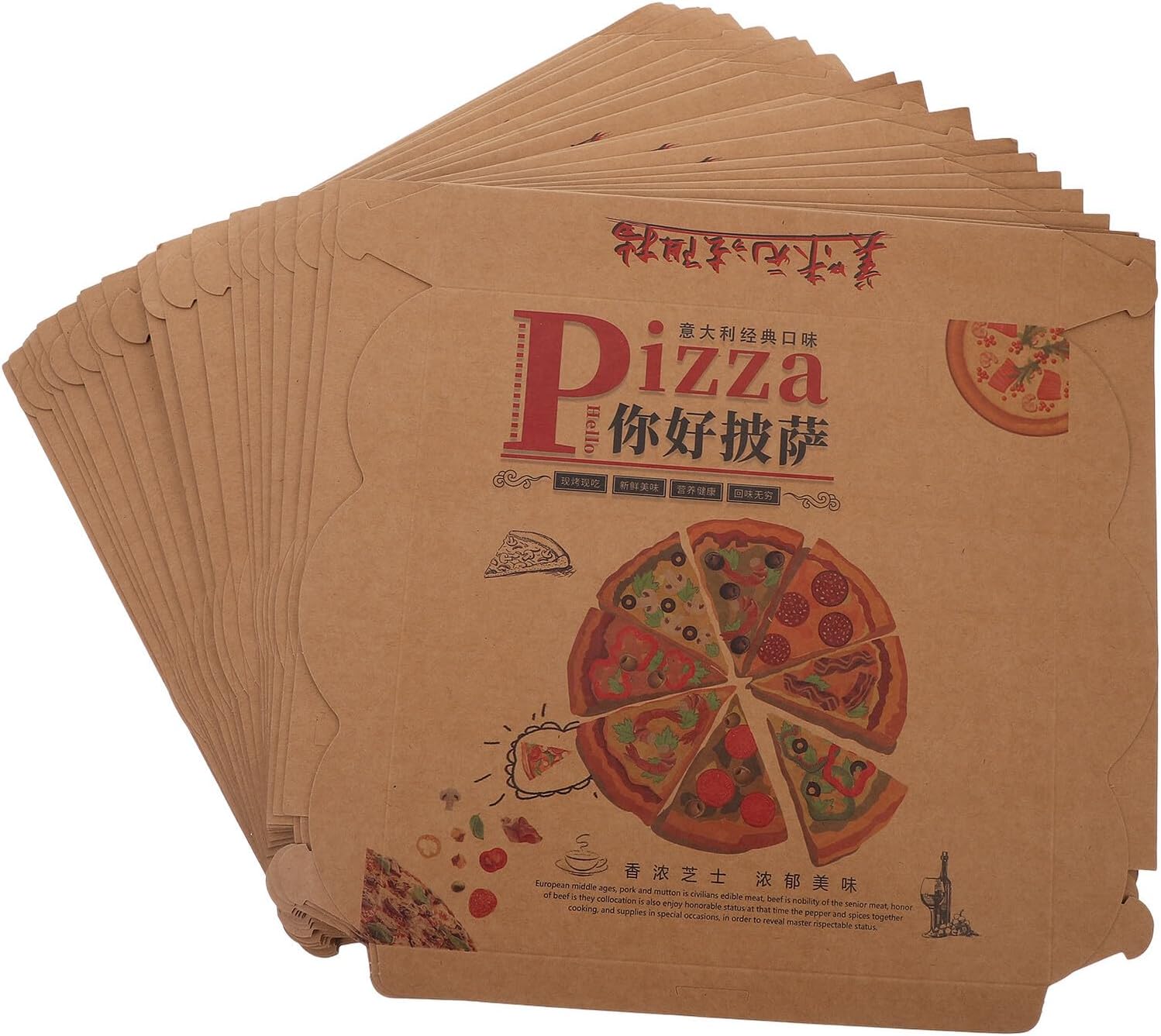 20pcs Disposable Pizza Boxes Corrugated Paper Pizza Storage Containers Takeout Pie Slice Holder Food Packing Boxes for Restaurant