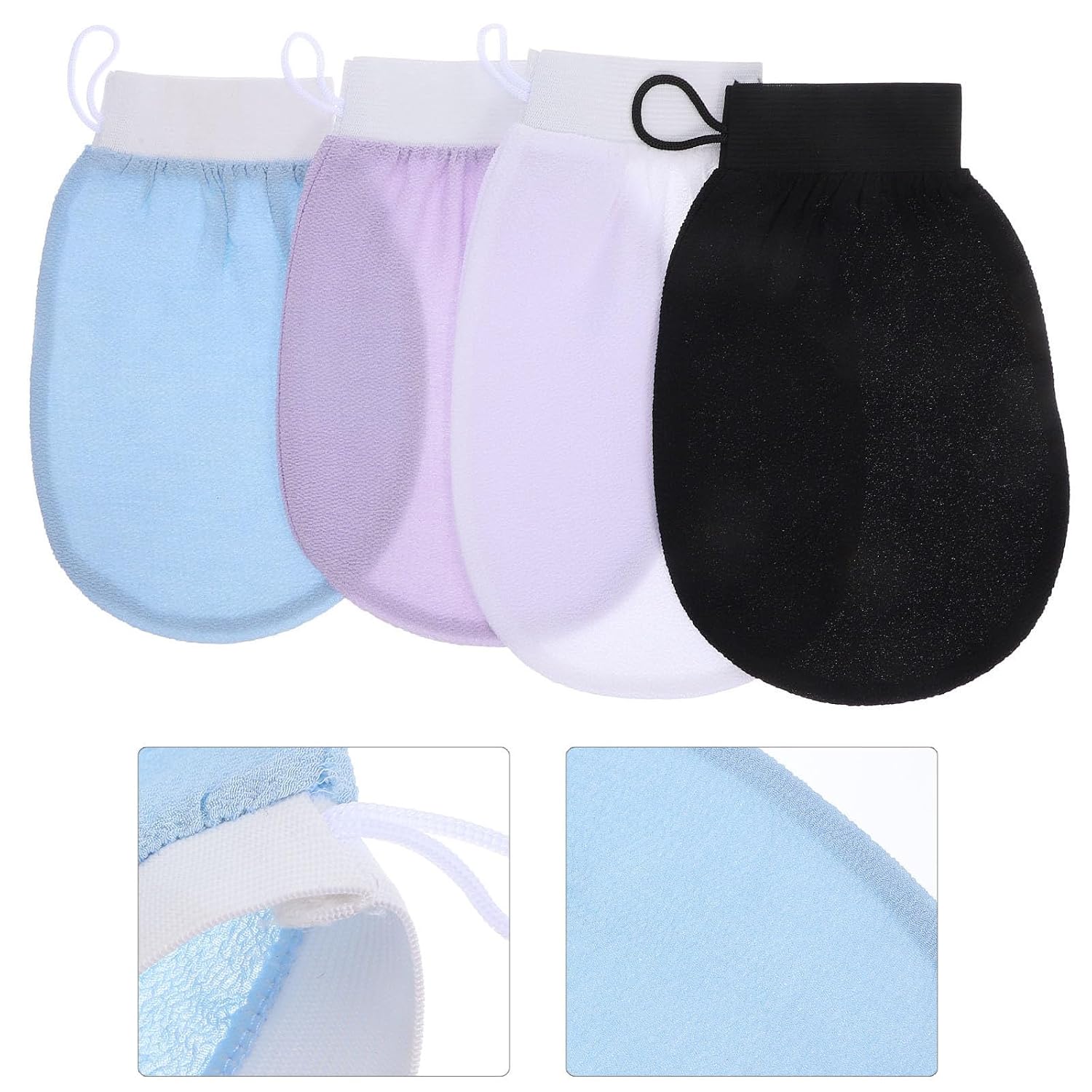 Healifty 4pcs Exfoliating Bath Gloves Body Scrubber Shower Mitts with Fine Fiber Material Gentle on Skin for Dead Skin Removal and Smooth Care