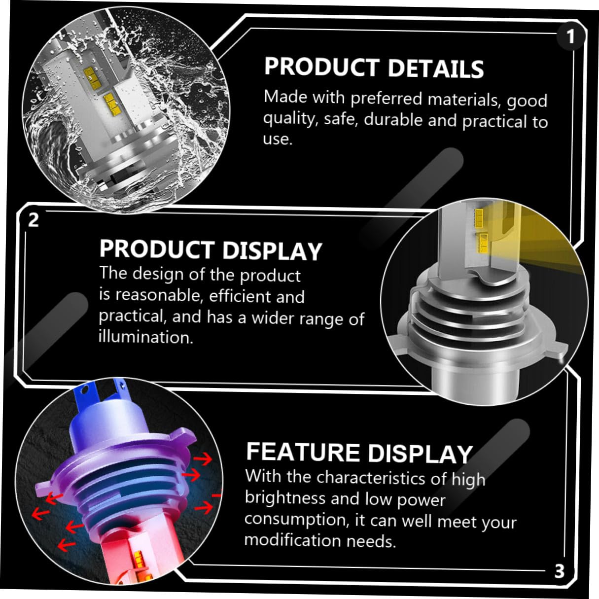 Lampadine LED H4 9003 55w 5000lm 6500k in Lega di Alluminio 2 Pezzi per Fari Auto Anteriore Sinistro e Destro Consumo Basso Luminosità Ottimale