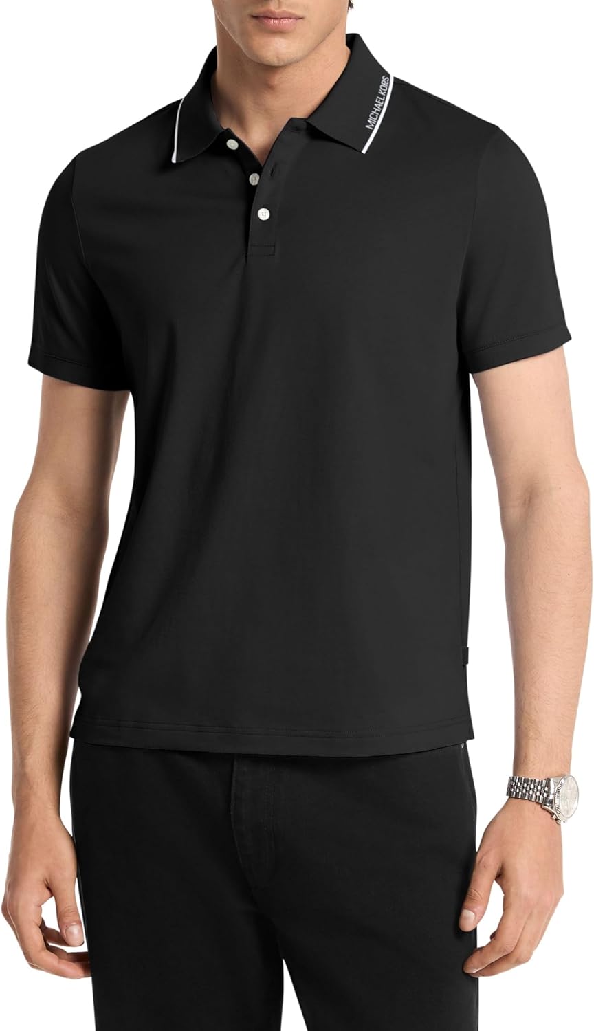 Michael Kors Men's Logo Rib Short Sleeve Polo