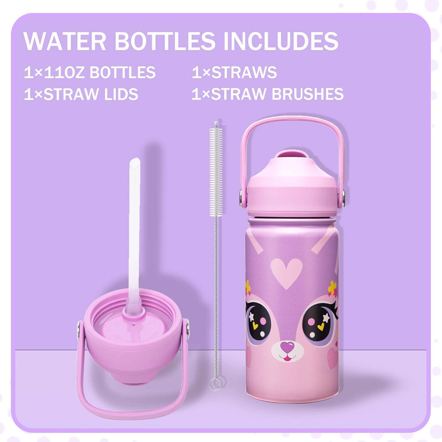 Bento Box for Kids with Ice Pack Lunch Box Girls with Lunch Bag,Stainless Steel Water Bottle Set Utensils Set Food Container for School Girls Kids