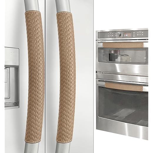 Refrigerator Door Handle Covers, 4 PCS, Performance Appliance Handle Covers, Non-Slip Fridge Door Handle Covers, Keep Your Kitchen Clean, Microwave Oven Dishwasher door Handle Protectors(Light Gray)