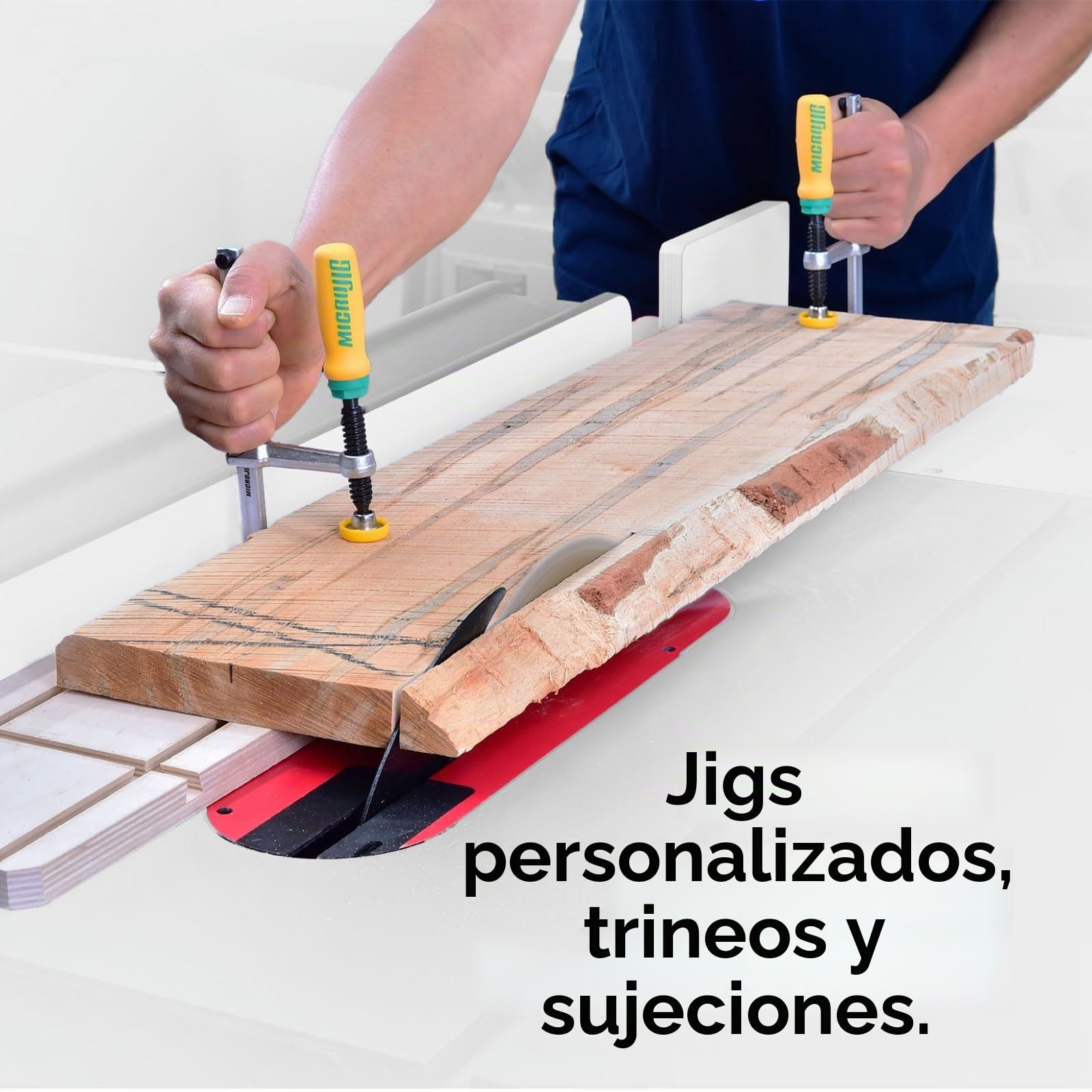 MICROJIG GRR-Ripper DVC-538K2 - Abrazaderas de cola de milano, color amarillo/verde