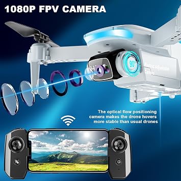 Drone with Camera, 2 Batteries, Carrying Case, 1080P HD Foldable Drone with Stable Hover, Trajectory Flight