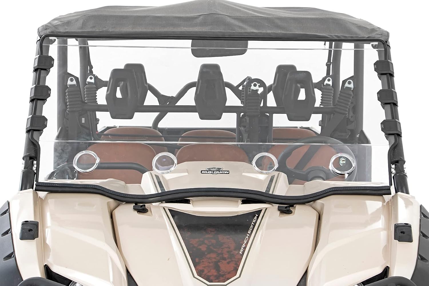 Rough Country Vented Full Windshield for Yamaha Viking 700 (2015-2024) - Scratch Resistant 1/4" Polycarbonate, 250x Stronger than Glass