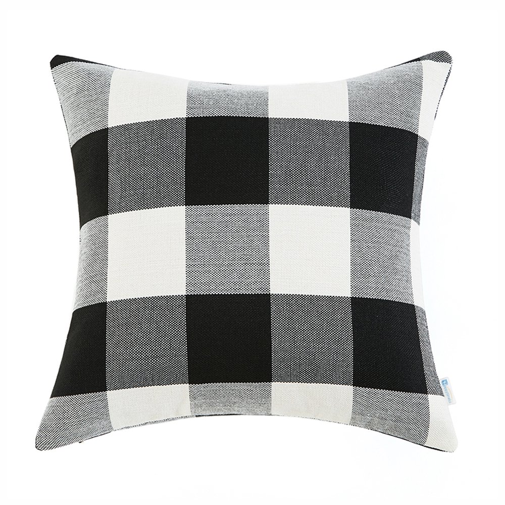 Farmhouse Decorative Throw Pillow Covers Buffalo Check Black and White Pillow Covers 24 x 24