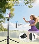 TONEOF 68" Magnetic Selfie Stick Tripod with Aluminum Strong Magnetic Holder for Magsafe, 360° Rotatable Travel Phone Tripod Stand with Metal Ring & Rechargeable Remote for iPhone/Android(Black)