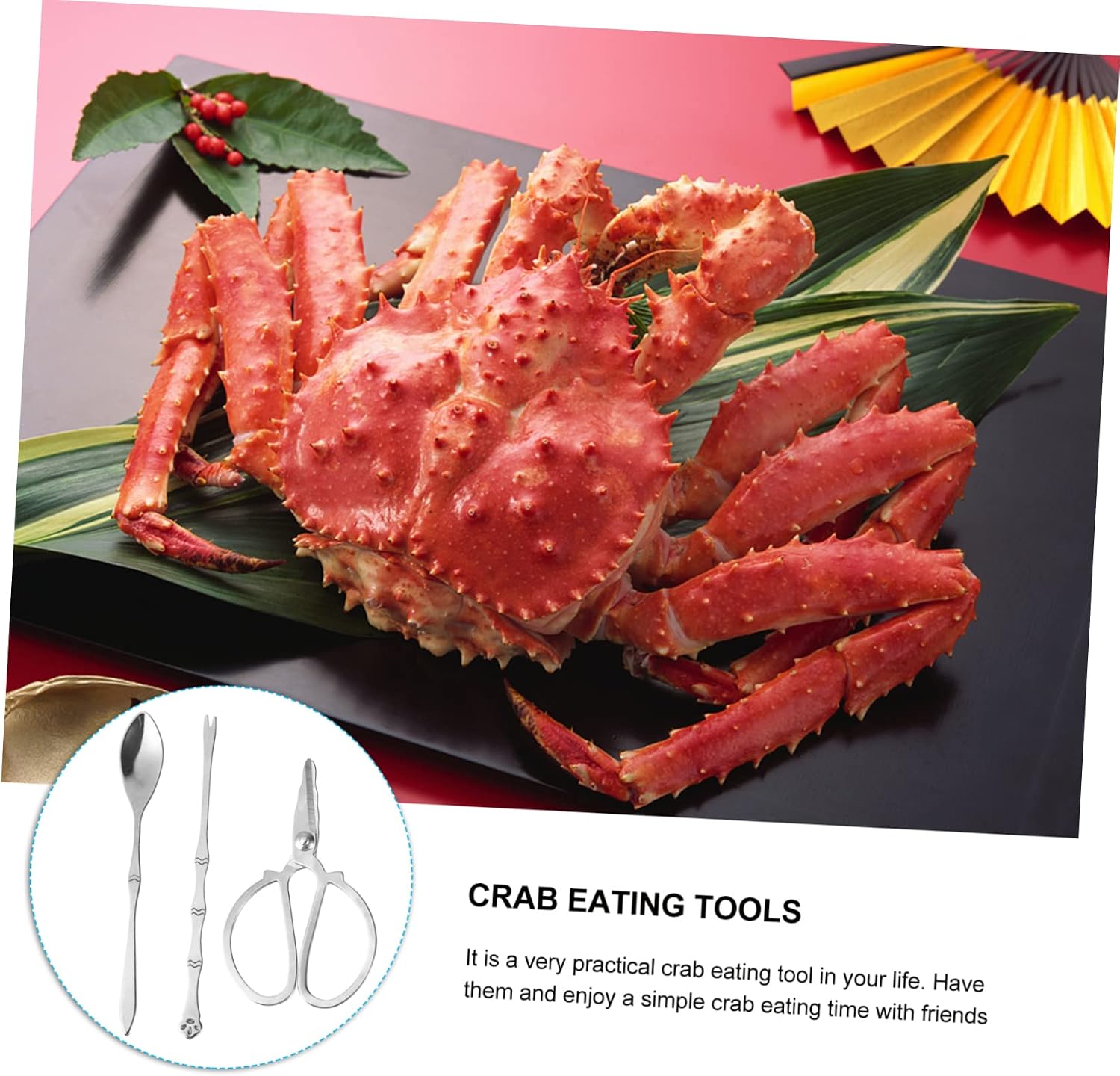 VOSAREA 3sets Crab Eating Tool Set Seafood Kit Scissors Forks Portable Storage Bag for Home Restaurant for Crabs Lobster Oysters