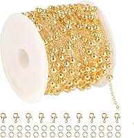 Vista 11 de Cadena Cubana de Bordillo de 32.8 Pies para Hacer Joyas, Rollo de Cadena de Latón Chapado en Oro de 18K con Anillos de Salto Abiertos y Cierres