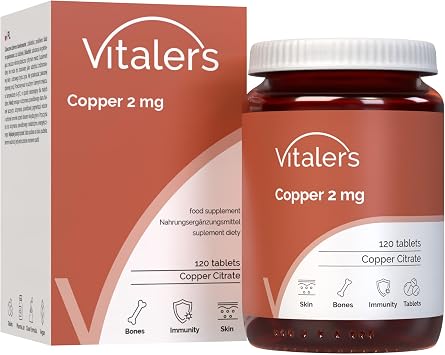 Vitaler's Copper 2 mg - 120 Tablets, Vegan, 4 Months of Supplementation No Preservatives, Pure Composition