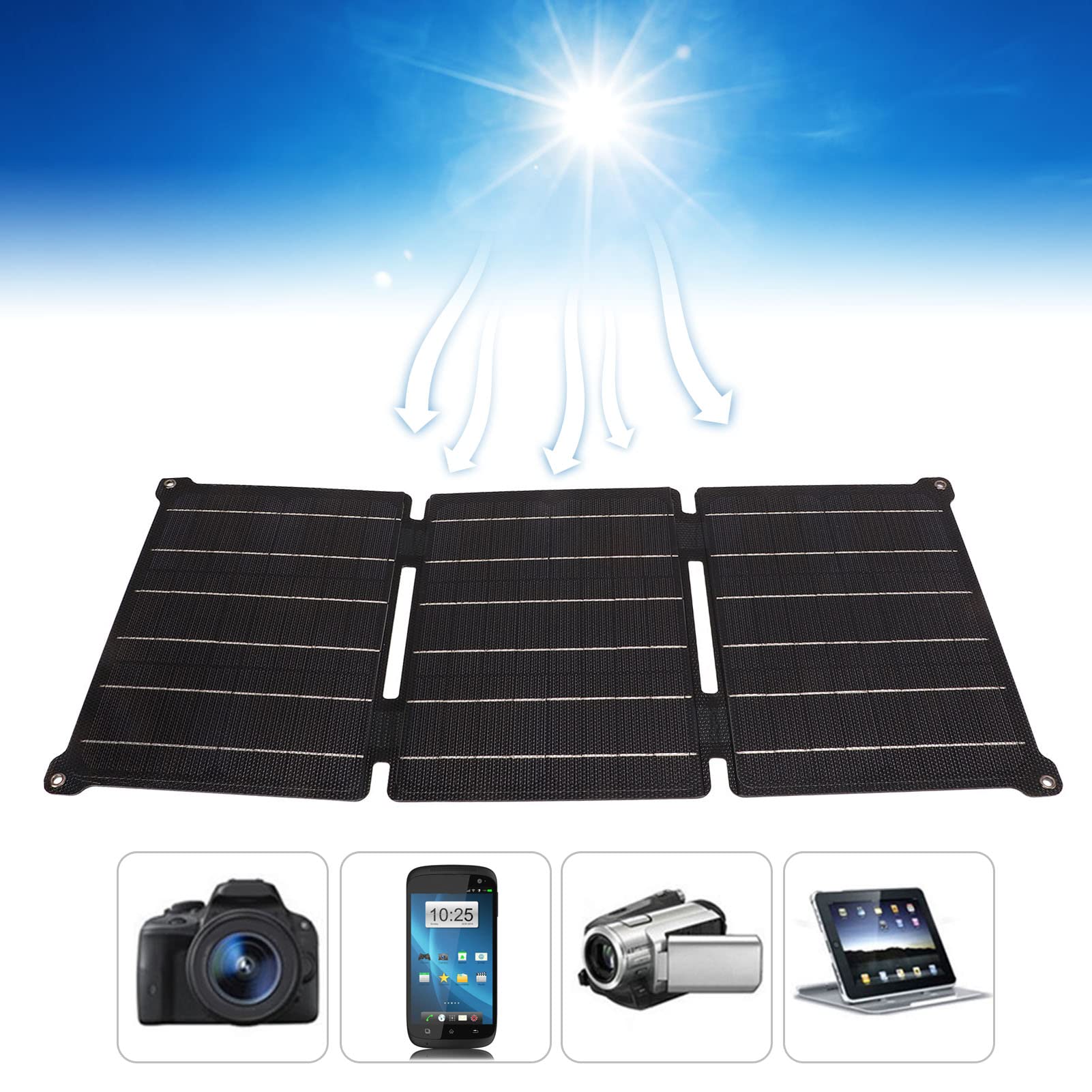 Yctze Składany Panel Słoneczny ETFE 21W - Przenośny Power Bank do Telefonów, Zestaw do ładowania energią słoneczną o Wysokiej Wydajności i Trwałości