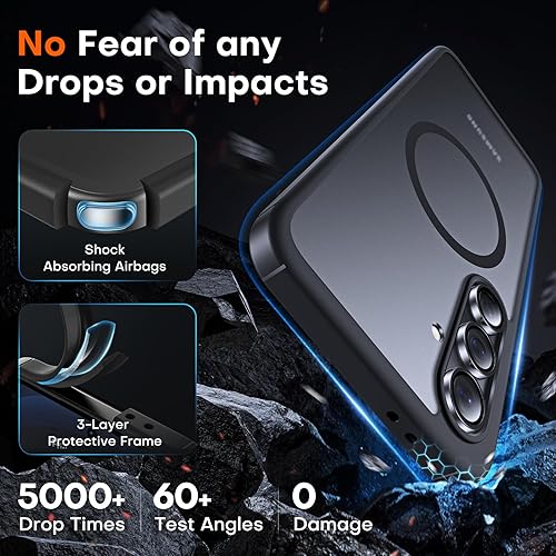 Vista 131 de Funda TOCOL [Paquete de 1+2] diseñada para Samsung Galaxy S22 Ultra, con 2 protectores de lente de cámara, parte trasera dura mate translúcida