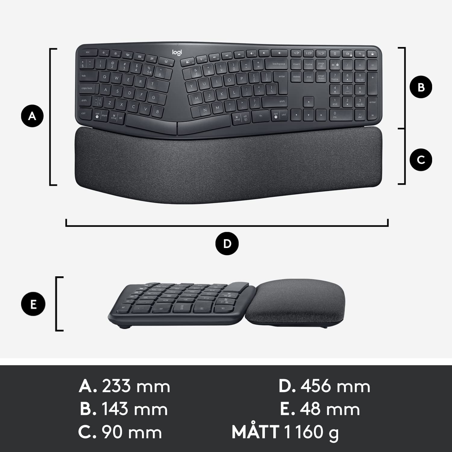 Logitech ERGO K860 dividido teclado inalámbrico for Business - US INT'L QWERTY