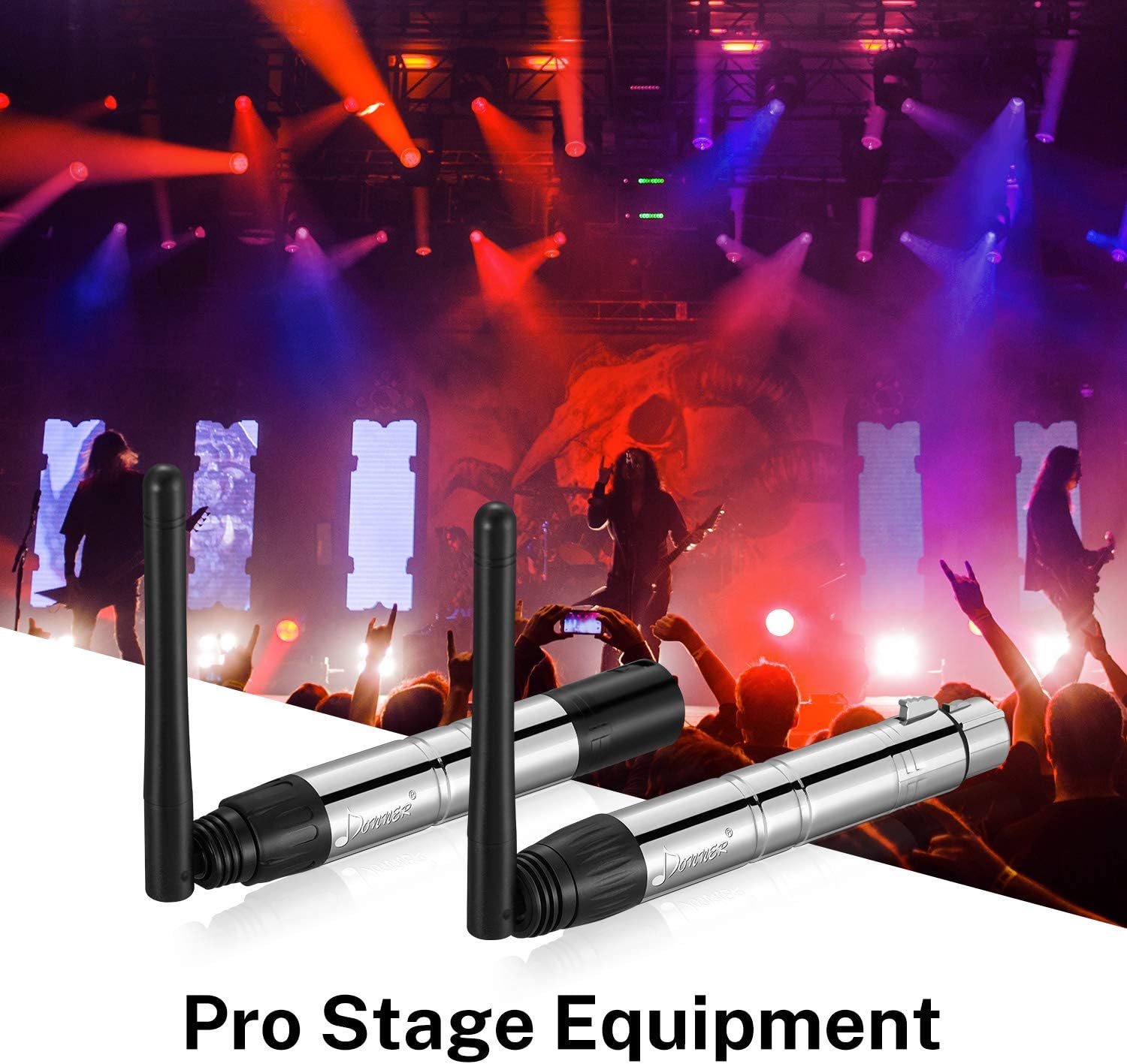 Donner 2PCS DMX512 DMX Dfi DJ 2.4G Wireless 1 Receiver with Light Dome& 1 Transmitter Stage Lighting Control (Silver)
